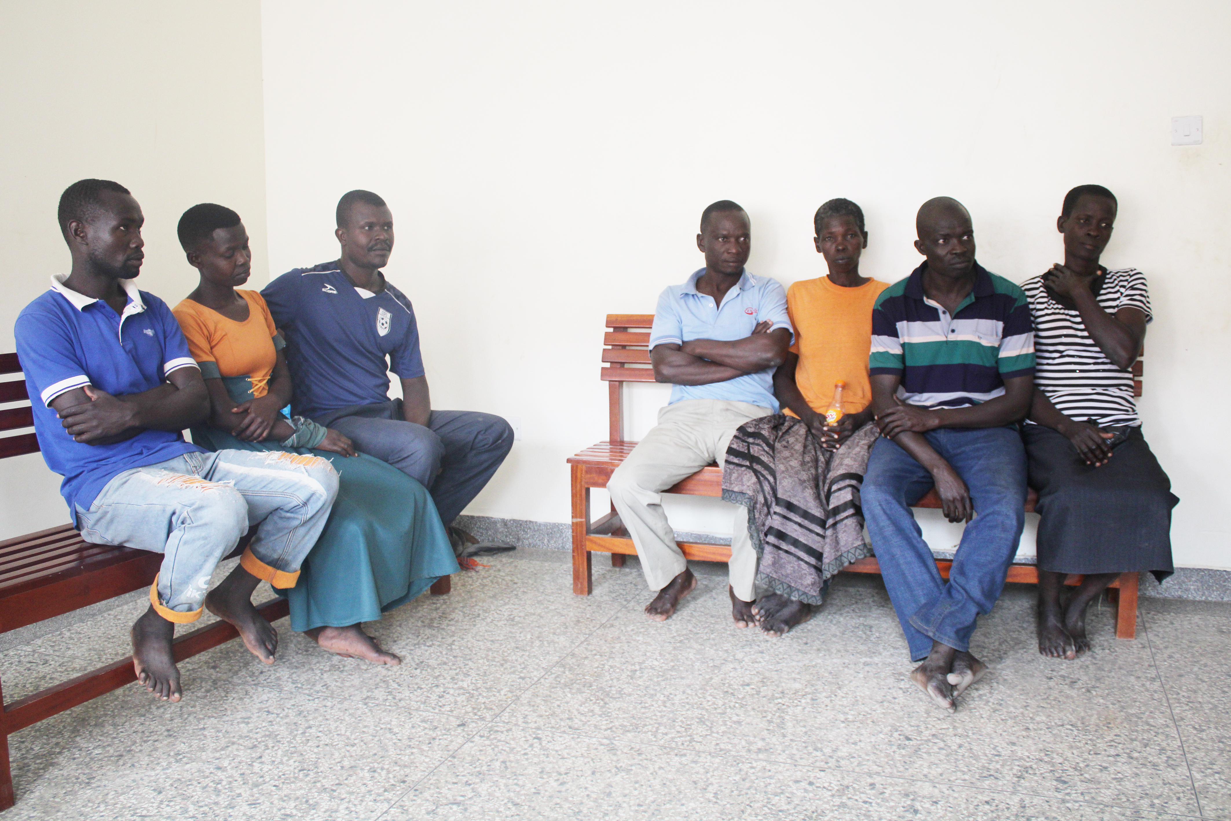 The board members of Amootom Parish in custody at Kapelebyong Central Police Station on May 21, 2024