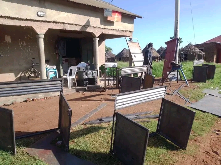 Some of windows and doors crafted by Francis Ogogong, a graduate of the first intake of the Presidential skilling program. Photo by Emmanuel Opio (1)